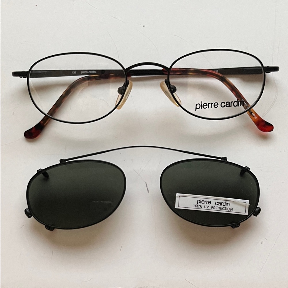 Pierre Cardin Black and Brown Glasses  Frame with Clip-Ons
